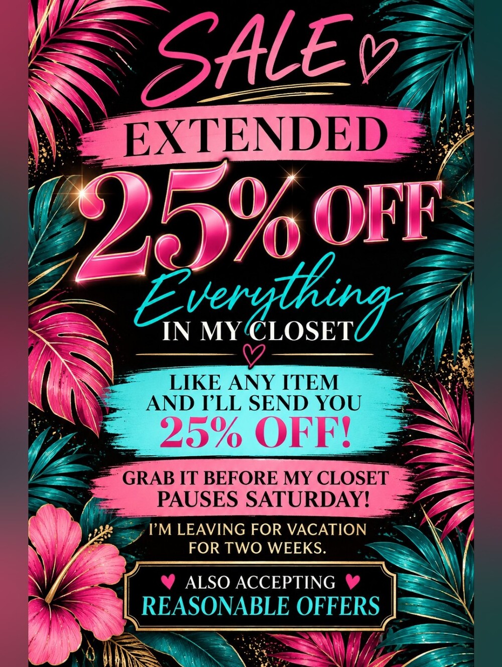 Grab what you need before I leave For Vacation!